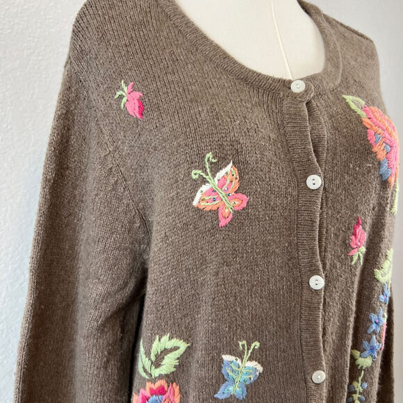 Crazy Horse Sweater Womens 1X Floral Silk Blend Cardigan Boho Cottage Hippie - Picture 2 of 10